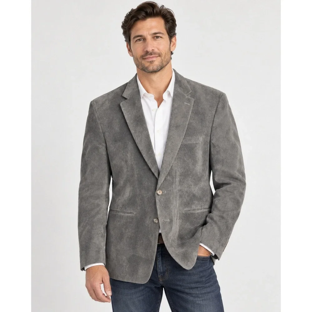 Ralph Lauren Mens 48L Corduroy Blazer Charcoal Grey Paisley Lining Sport Coat
